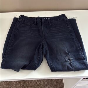 Old Navy Black Ankle Cropped Jeans Distressed